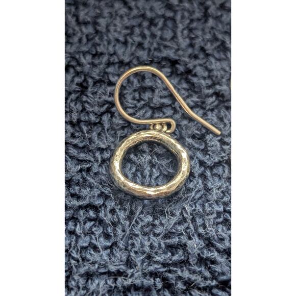 PZ 925 Sterling Silver Organic Circle Dangle Earrings Minimalist Artisan Style - Picture 3 of 5